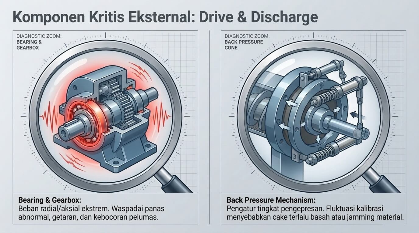 screw press - bearing rusak dan pressure tidak stabil