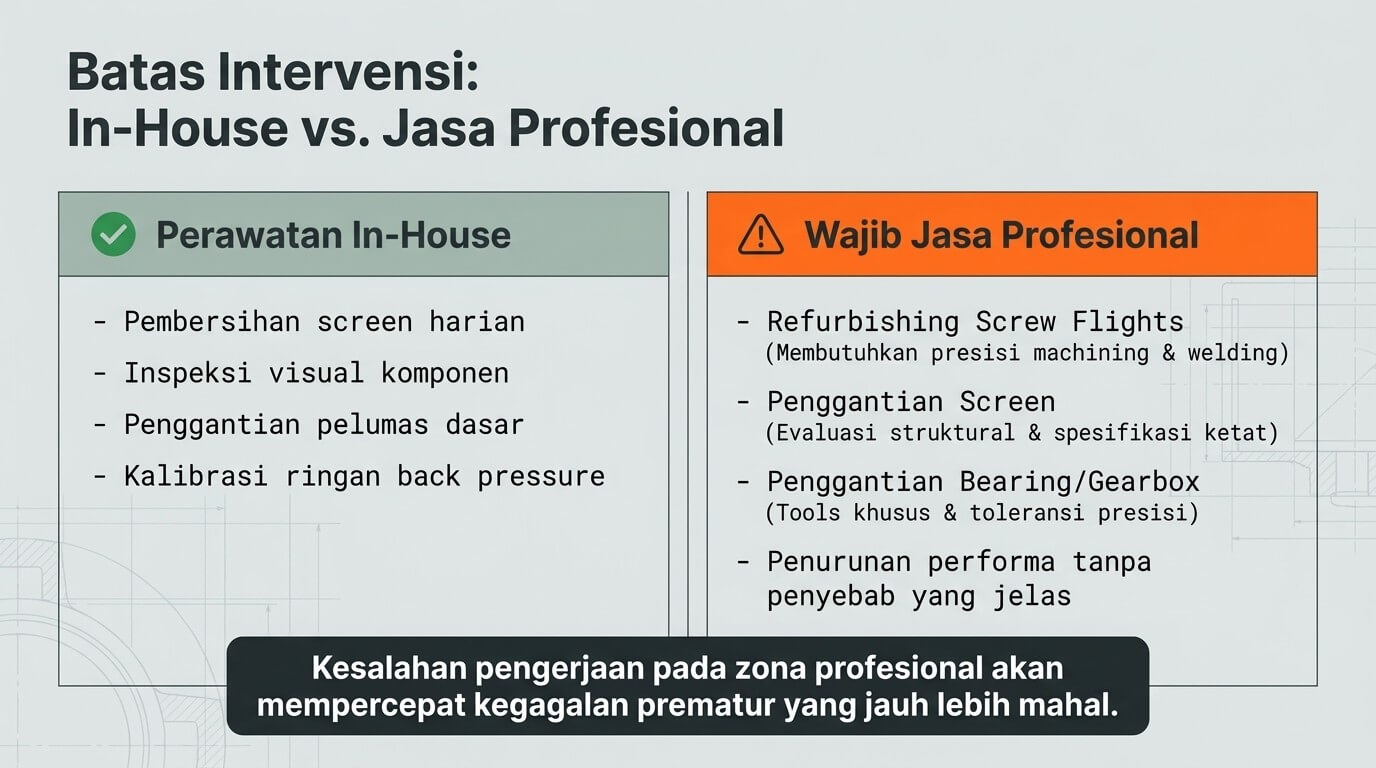 screw press - kapan harus panggil jasa servis