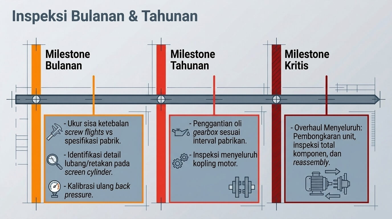 screw press - siklus perawatan bulanan tahunan