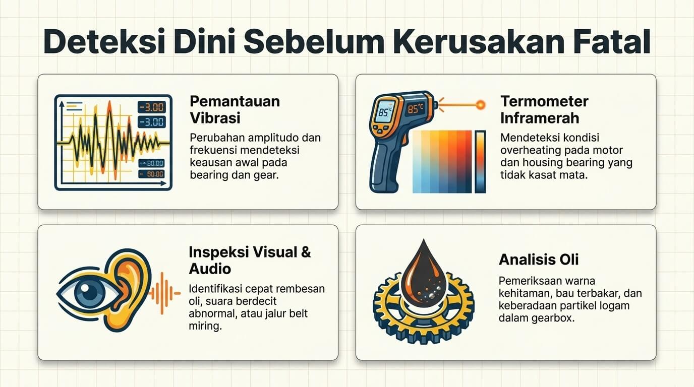 rotasi conveyor - cara mendeteksi kerusakan