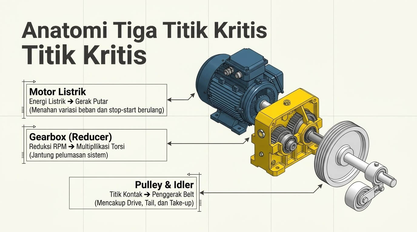 rotasi conveyor - komponen utama