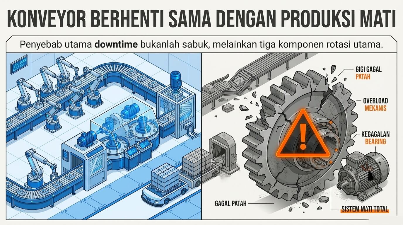 rotasi conveyor - titik vital untuk conveyor