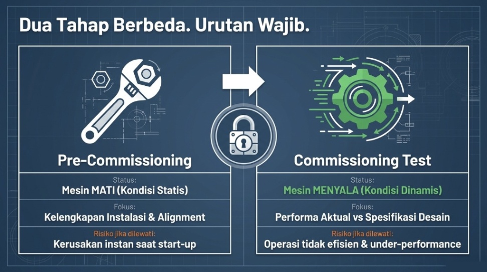 Commissioning - perbedaan pre-commissioning vs commissioning
