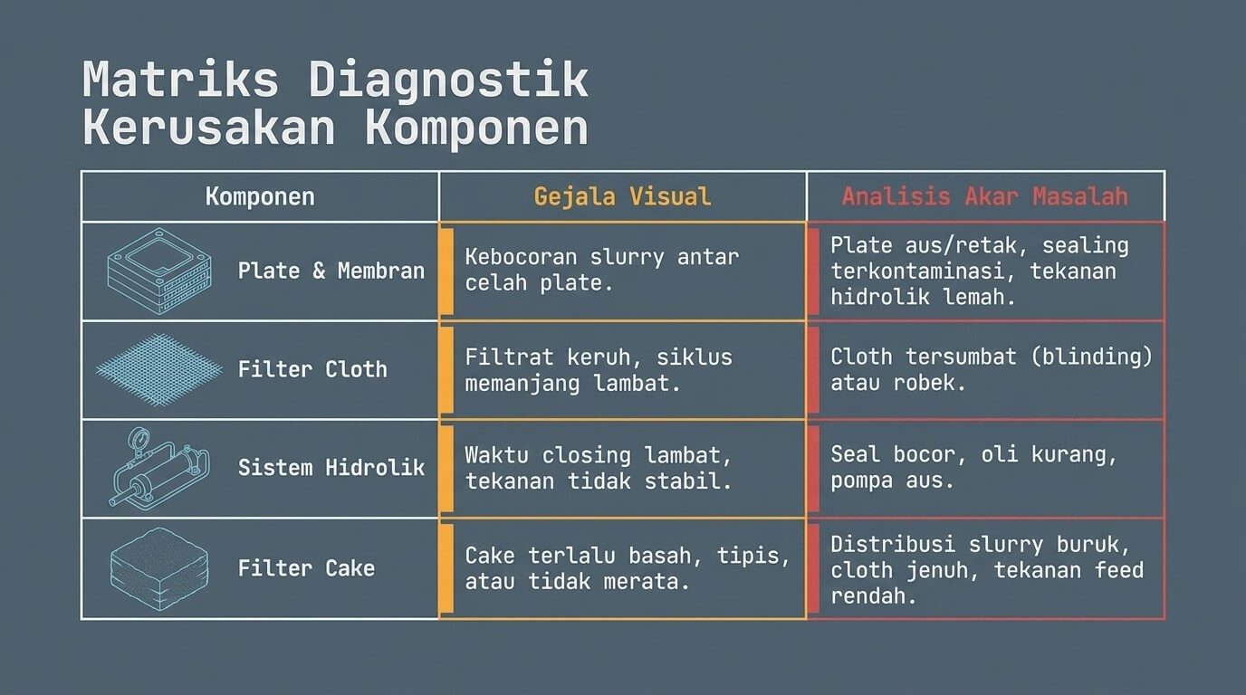 filter press - kerusakan umum