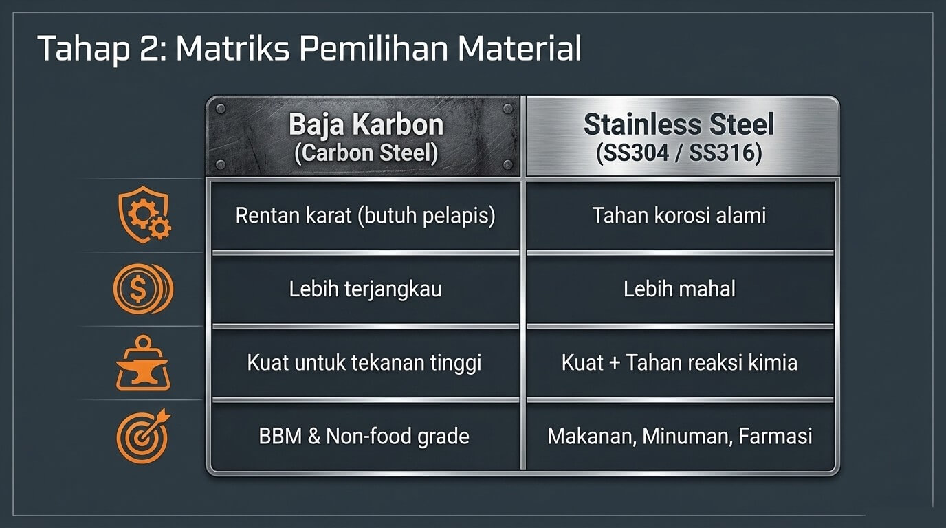 tangki - tahap 2 pemilihan material