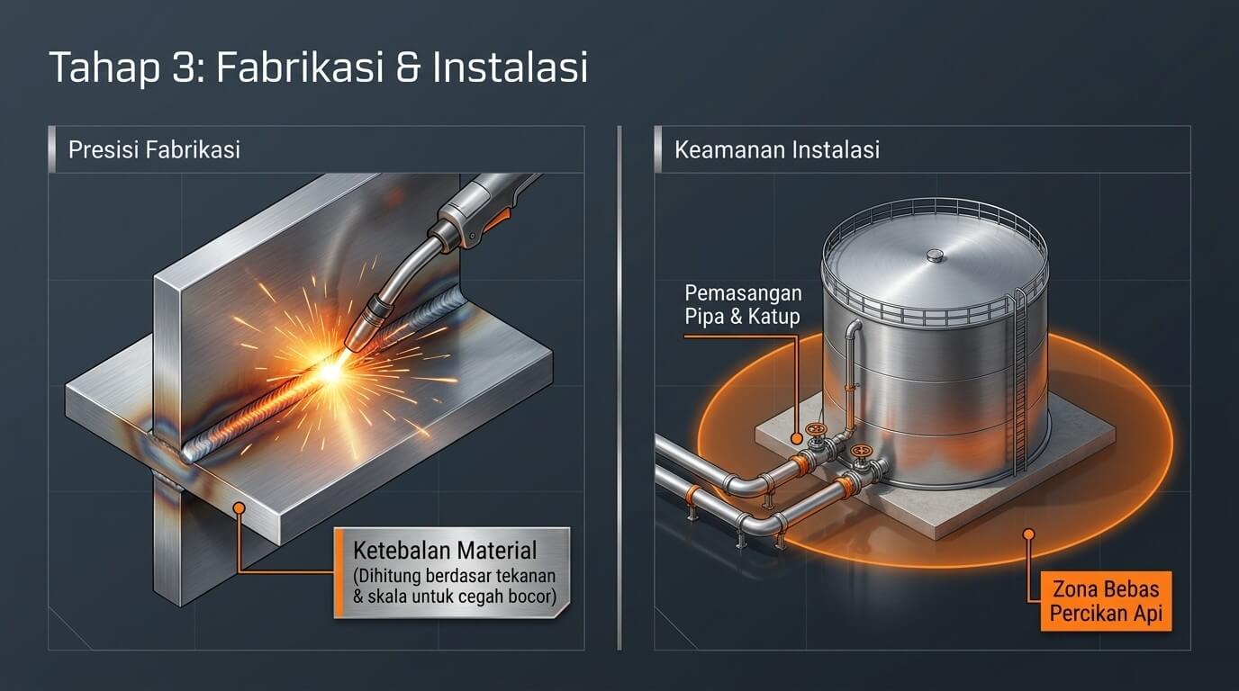 tangki - tahap 3 fabrikasi dan instalasi
